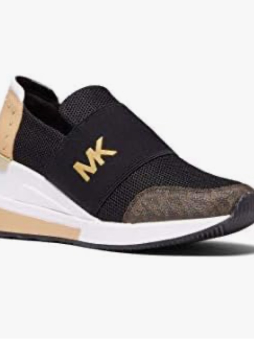 Michael Kors Black Slip-On Sneakers with Gold Heel Detail